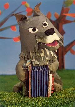 Bor de Wolf met accordeon — originele ansichtkaart